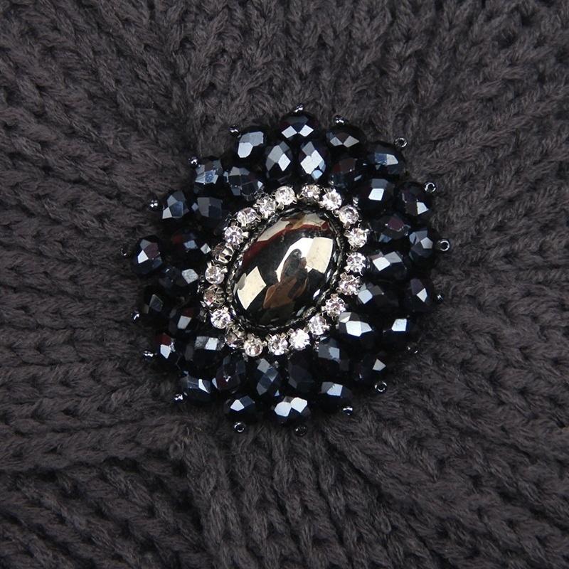 2016 New Fashion Ladies Metal Jewel Accessory Winter Warm gem Turban Soft Knit Headband Beanie Crochet Headwrap Women Hat Cap