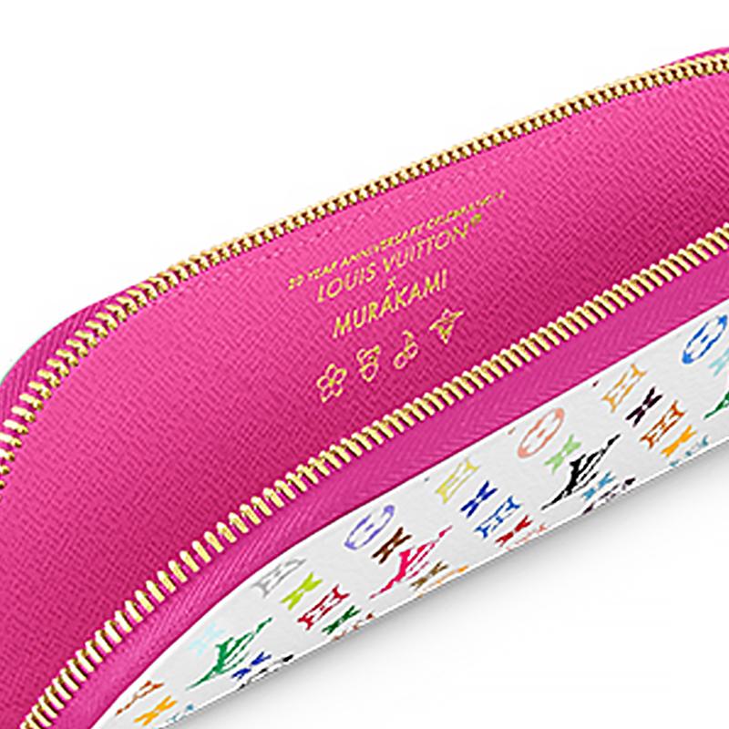 Louis Vuitton X Takashi Murakami Charlotte Letter Logo Reißverschluss Reise Aufbewahrungstasche Unisex Taschen Weiß Mehrfarbig GI1303