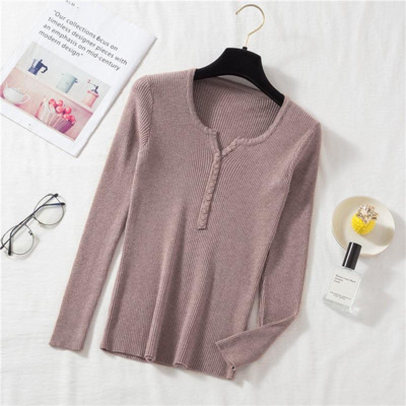 Knitted bottoming shirt women's autumn inner sweater new sweet slim long-sleeved black tights