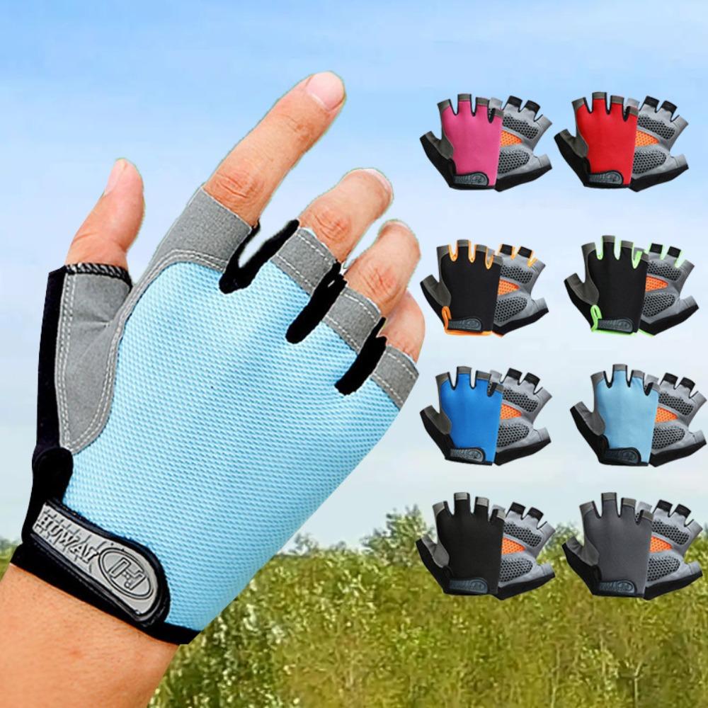 Half-finger Gloves Outdoor Cycling Sports Summer Sun Protection Yoga Driving Shock Absorption Non-slip Silicone Disc Mesh Breathable Design