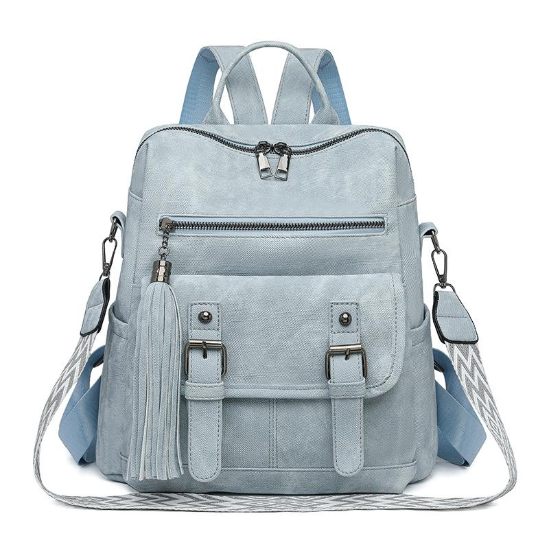 Vintage Ladies Backpack Premium Sense PU Soft Leather Shoulder Bag Large Capacity Commuter Multifunctional Backpack Women