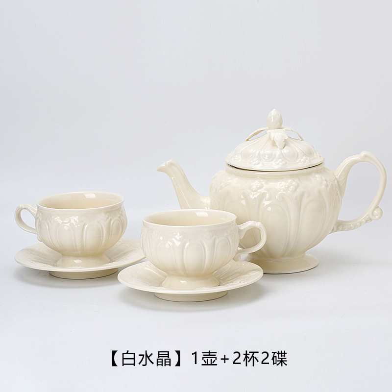 Afternoon Tea Set, Coffee Cup And Saucer Set, Spoon, French Retro Relief British Teapot Cup
