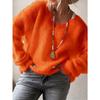 V-neck Long Sleeved Pullover Casual Sweater Women Autumn Winter Knitted Jumper Fashion Solid Color Loose Thin Clothes