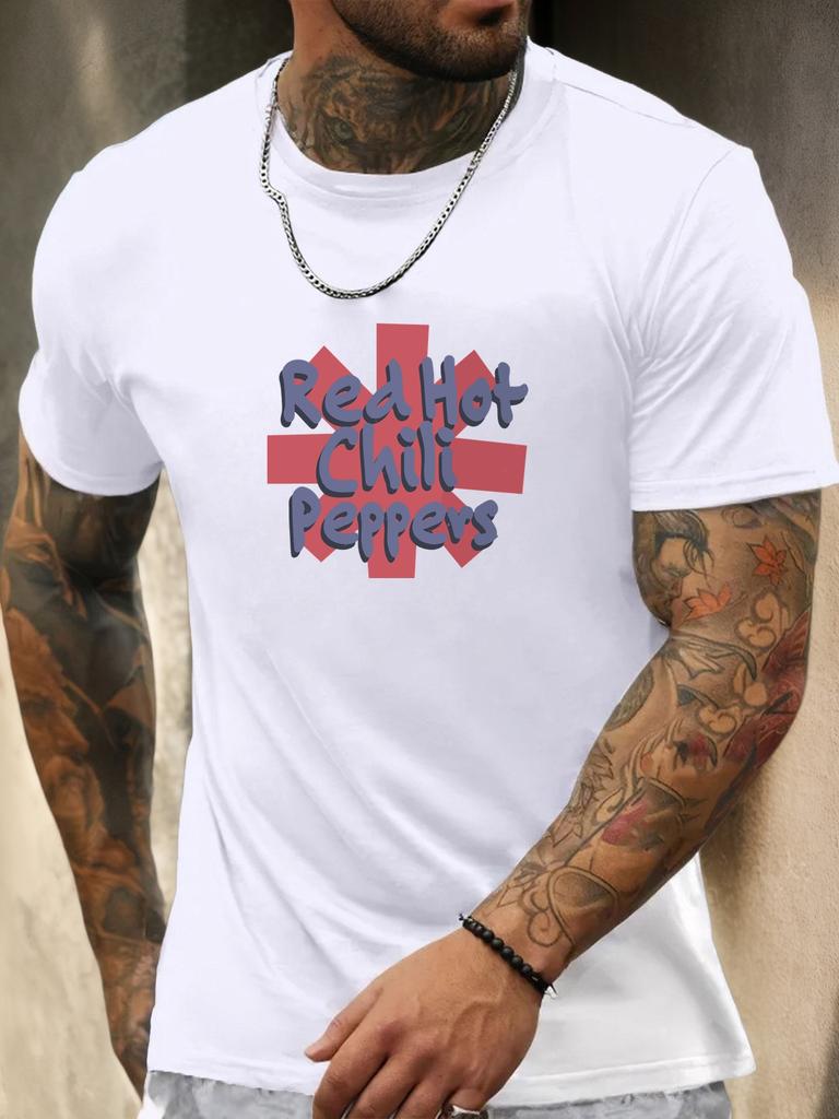 Short Sleeve TShirt Red Hot Chili Peppers Mens 100 Cotton Pattern Printed Shirt Summer Round Neck Breathable Casual Cool Tee