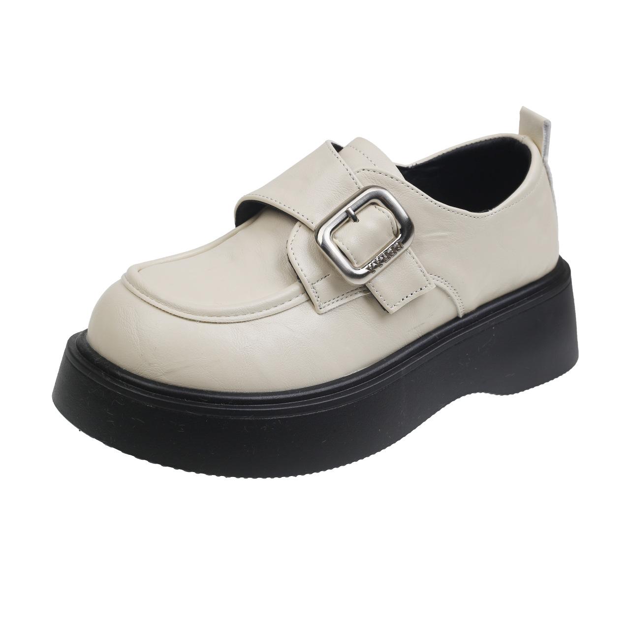 

Height-increasing platform loafers women s 2025 spring new British style small leather shoes round head soft sole comfortable one-pedal single shoes 40