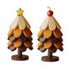Christmas Tree Trivet Mats Set Heat-Resistant Wood Tripod Pot Holder Stain Resistant Table Protectors for Kitchen Dining