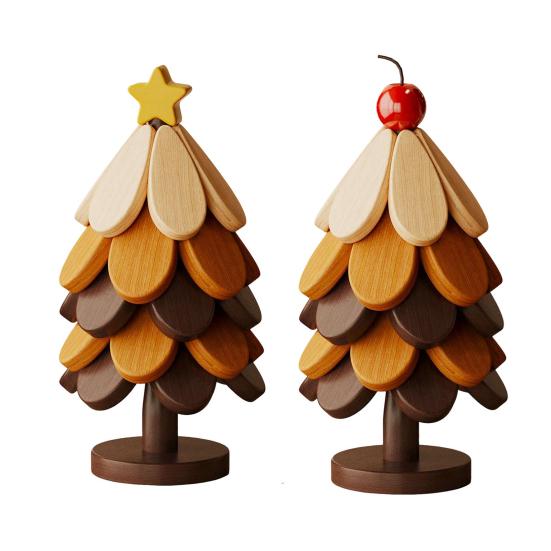 Christmas Tree Trivet Mats Set Heat-Resistant Wood Tripod Pot Holder Stain Resistant Table Protectors for Kitchen Dining
