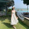 French Retro Satin Sexy Super Fairy Solid Color Suspender Dress On The Beach Vacation Style Backless Beach Long Skirt for Women