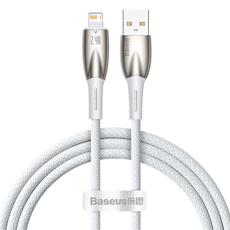 

Baseus Светодиодный USB-кабель для iPhone 14 13 12 Pro Max X XR XS 8 7 iPad Быстрая зарядка для передачи данных Зарядное устройство USB-шнур Кабели для мобильных телефонов 1m белый
