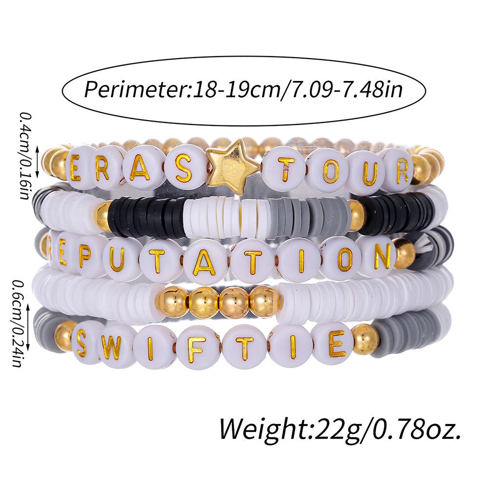 """WWJD"" Buchstaben Polymer Clay Perlen Armband Set": Europäischer/Amerikanischer Stil, 10er-Set Dankbarkeits-Glaubensarmbänder.