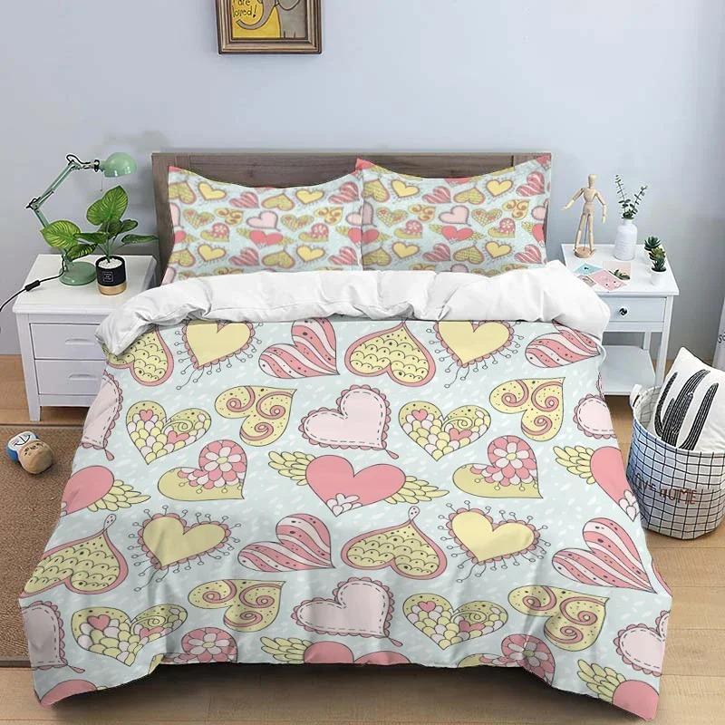 Cartoon Love Hd Print Bedding SettChildren King Size Bedding SetBoyGirlS Bed Double Bed Duvet Covers Pillowcase Bedding Set