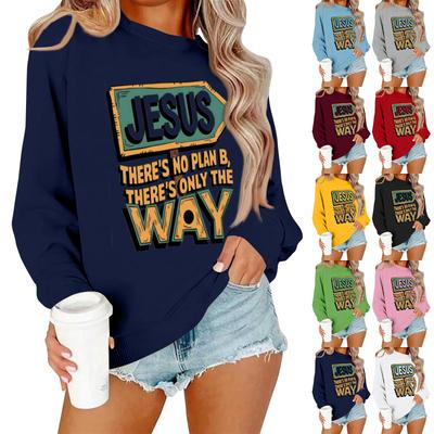 Γυναικεία Καθημερινή Μόδα Print Μακρυμάνικη Μπλούζα Πουλόβερ με Λαιμόκοψη Ο