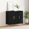 Sideboard Black Oak Effect 90 X 34 X 80 Cm Engineered Wood