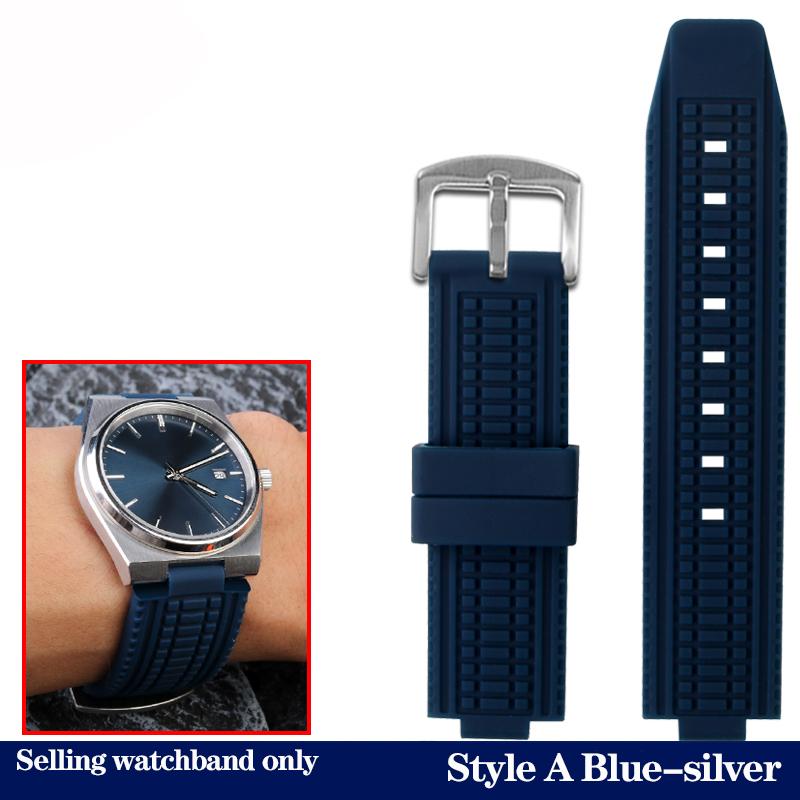 Gummi-Uhrenarmband für Tissot PRX Serie Super Player T137.410 Armband Sport Wasserdicht Silikon Weiches Armband Schwarz Blau 24x12mm
