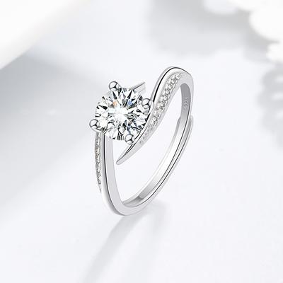 Mosan Diamond Ring Female Six Claw Simple Personality Diamond Ring Couple Romantic Opening Wedding Ring