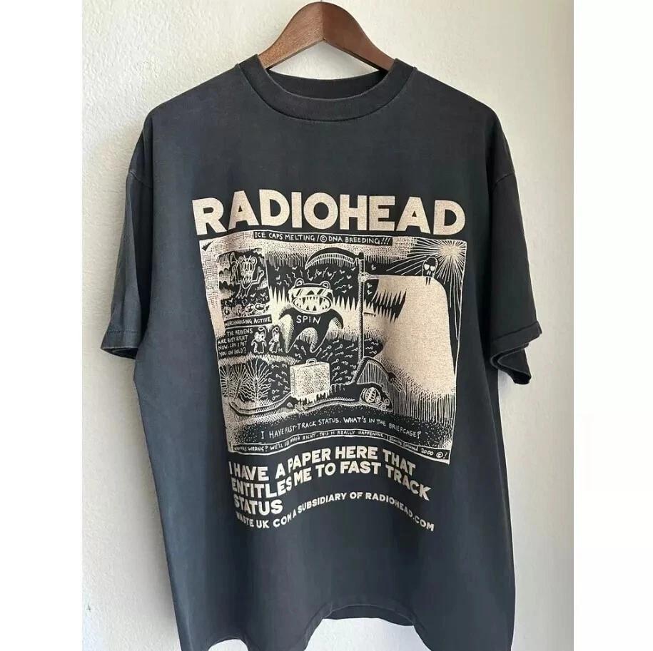 Radiohead Fast-Track Винтажная черная унисекс футболка 90-х Перепечатка S-5XL S