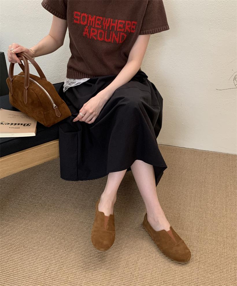 Loafers 2025 autumn new women's shoes thick heel low heel low top shoes spring and autumn small leather shoes medium mouth single shoes