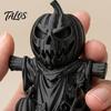 Handcrafted Carved Pumpkin 3D Printed Scarecrow Figurine, Matte Black Halloween Tabletop Atmospheric Party Ornament Decor for Shelf Window Office,