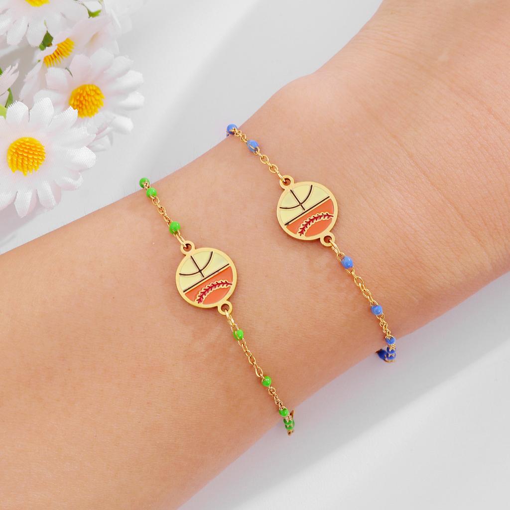 Women's Cross-border Creative Design Stainless Steel Soccer Beaded Bracelet European American-Style Minimalist Fashion Gift