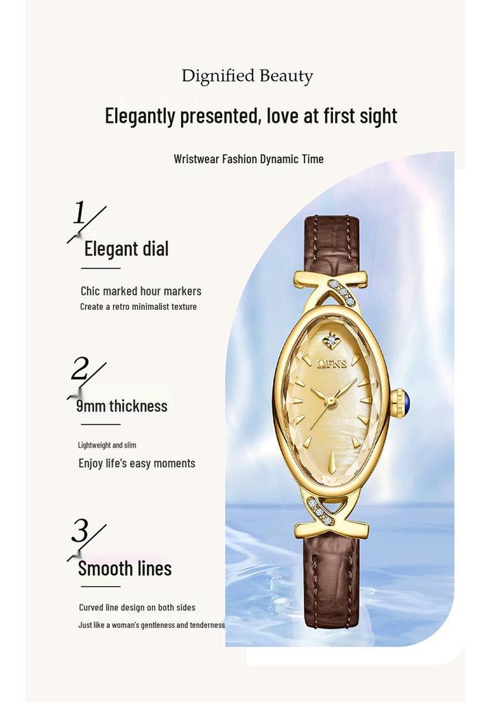 OFNS Women's Retro Oval Waterproof Luxury Wristwatch