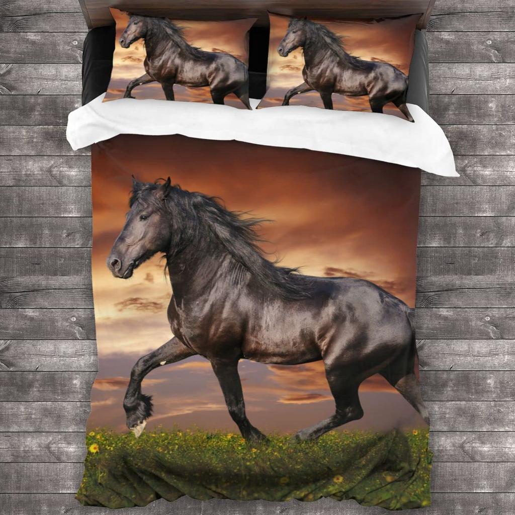 Comforter Horse Animal Bedding Set For Kids Teens Western Cowboy Sunset Scenery Double Queen King Size Qulit