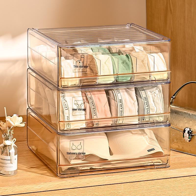 Stackable Multi-Layer Underwear and Medicine Organizer Box - Transparent, Multi-Purpose Storage.