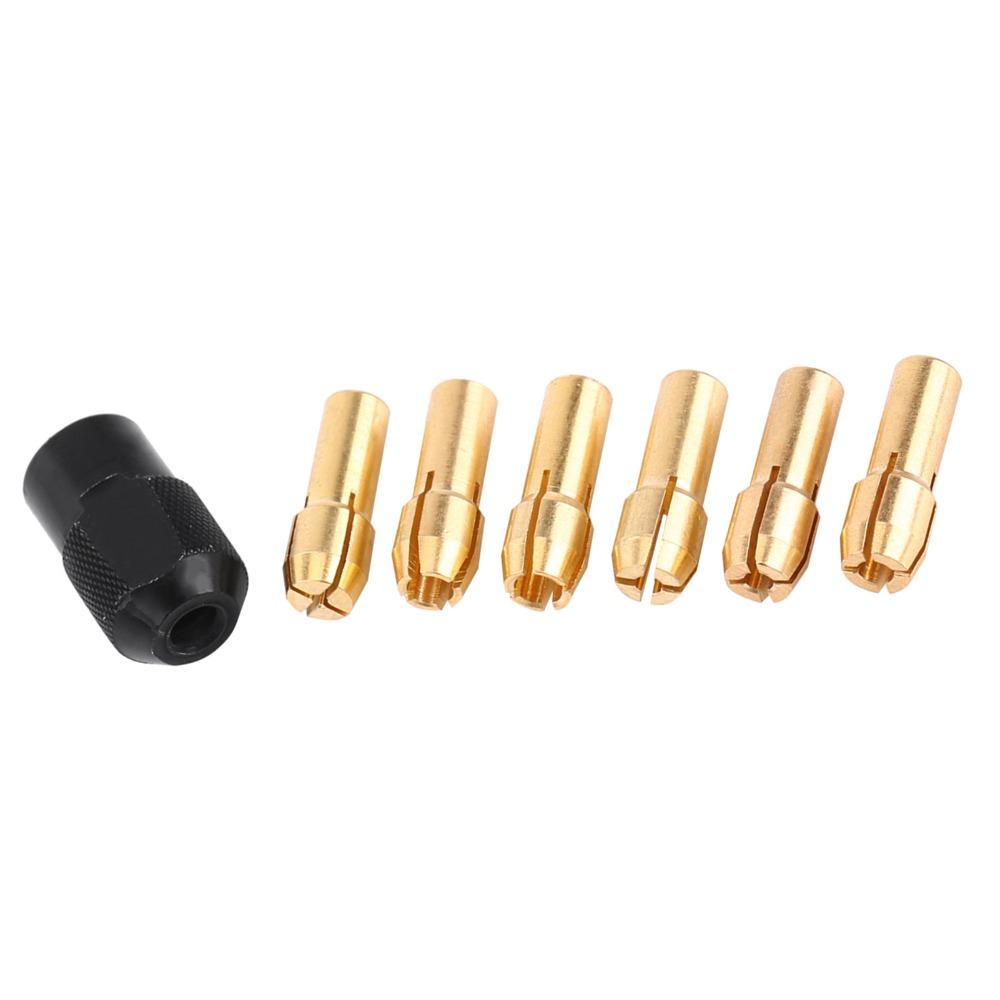 6pcs Brass Material Collet Chuck Sleeves M8x0.75 Cap Drill Chuck Collet Nut Set  Fast Chucking