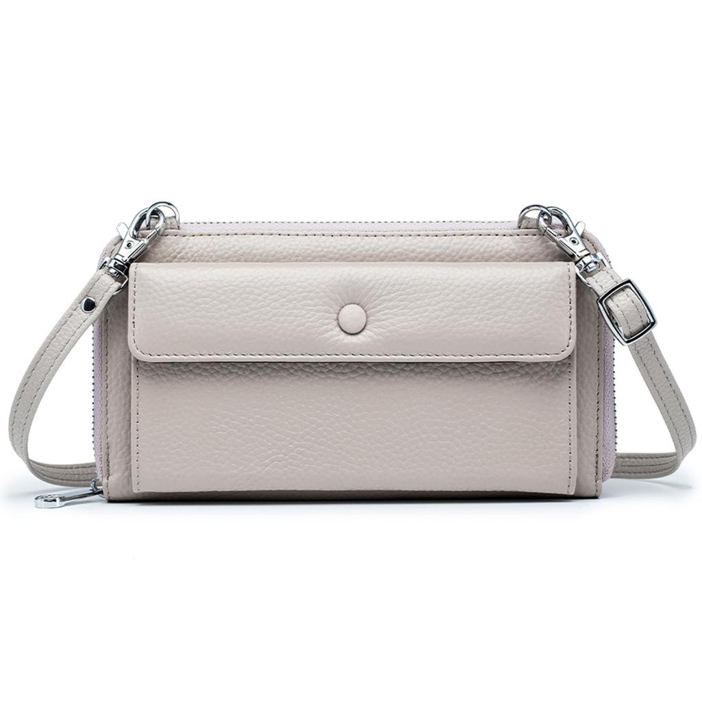 Smartphone Shoulder Smartphone Mini Shoulder Long Genuine Shoulder Bag [imeetu] Bag, Pouch, Ladies' Bag, Wallet, Leather, Stylish, Crossbody, (greige)