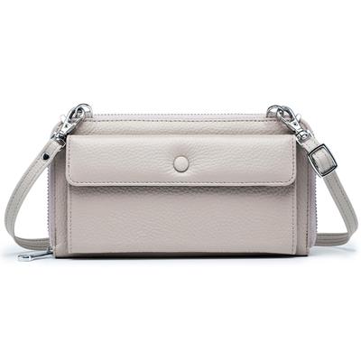 [imeetu] Smartphone Shoulder Bag, Smartphone Pouch, Women's Mini Shoulder Bag, Long Wallet, Genuine Leather, Stylish, CrossbodyShoulder Bag (Grey