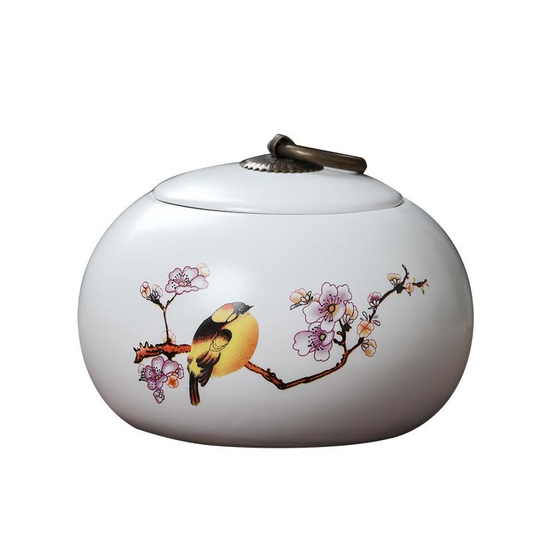Ceramic Tea Caddy Souvenir: Small Moisture-Proof Jar for Pu-erh & White Tea, Ideal Gift with Logo