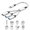 USB C OTG Cable with 3 USB Port Expand Connectivitys Braided Cord Easy Installation Perfect for External Drive Printers