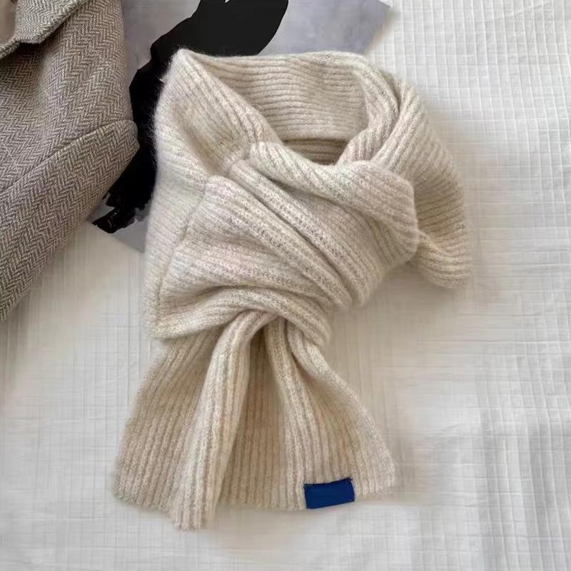 Koreanischer einfarbiger gestrickter Wollschal kurz Damen Mädchen einfach schick gekreuzter Nackenwärmer Schals winddichtes Snood Kragen Halstuch