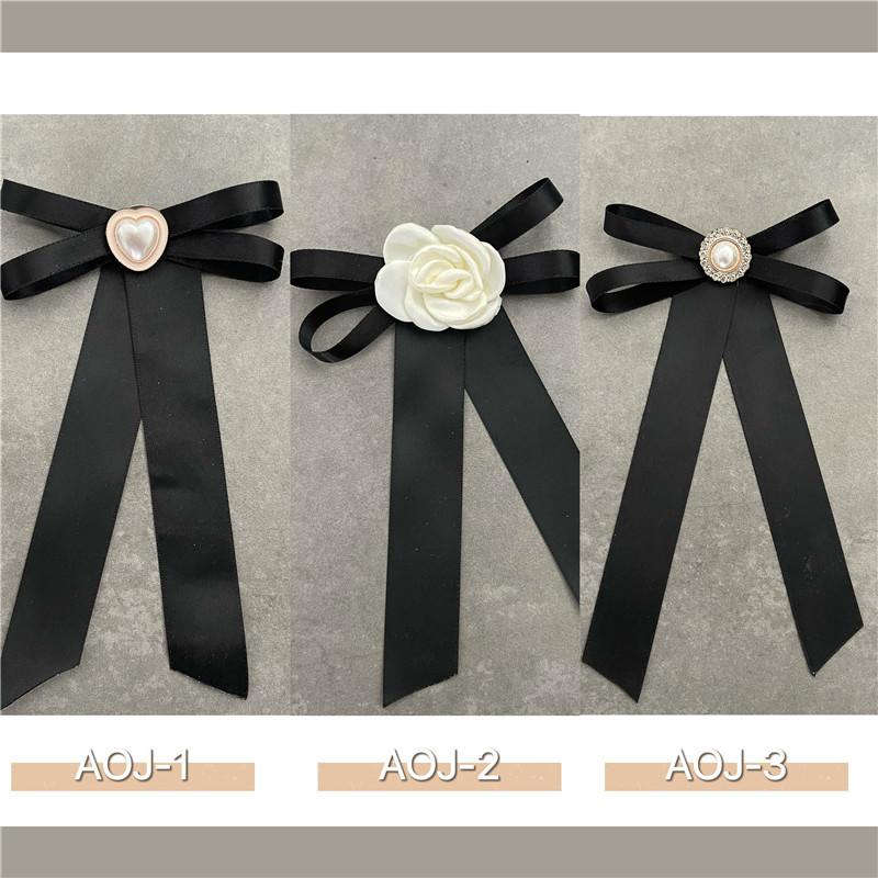 Camellia Bow Brooch Black White Fabric Tie Badge Mourning Corsage Pin High-End French Elegant Bag Clothes Scarf Accessory Brooch
