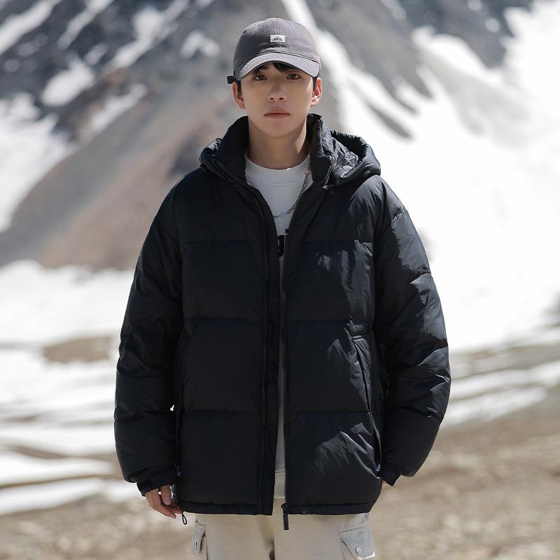 Winter down jacket men s 90% white duck down jacket men s thickened warm trend youth color matching hooded bread jacket S