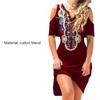 Fashion Dress Printing Loose Fit V Neck Off Shoulder Ladies Dress for Daily Life
