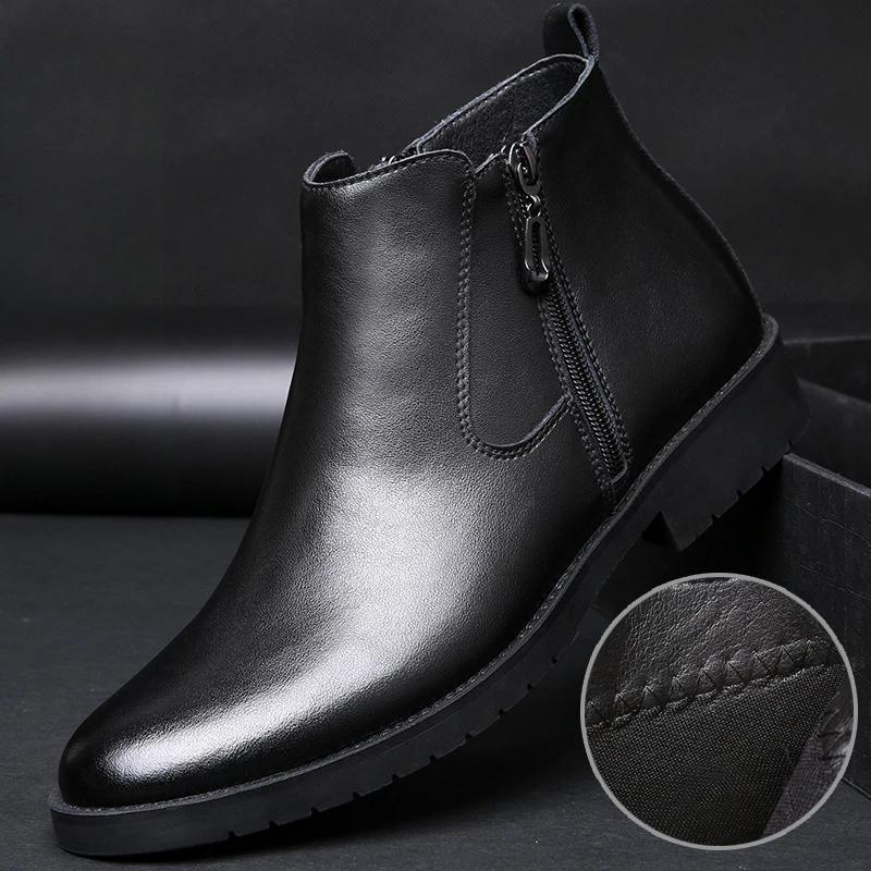 

Мужские ботинки Осенние и зимние ботильоны Мужская хлопковая обувь Кожаные ботинки с высоким верхом Повседневная обувь Мужская кожаная обувь Мужская обувь 42