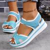 Fashion 2025 Summer New European and American Foreign Trade Large Size Comfortable Leisure Velcro Wedge Sandals