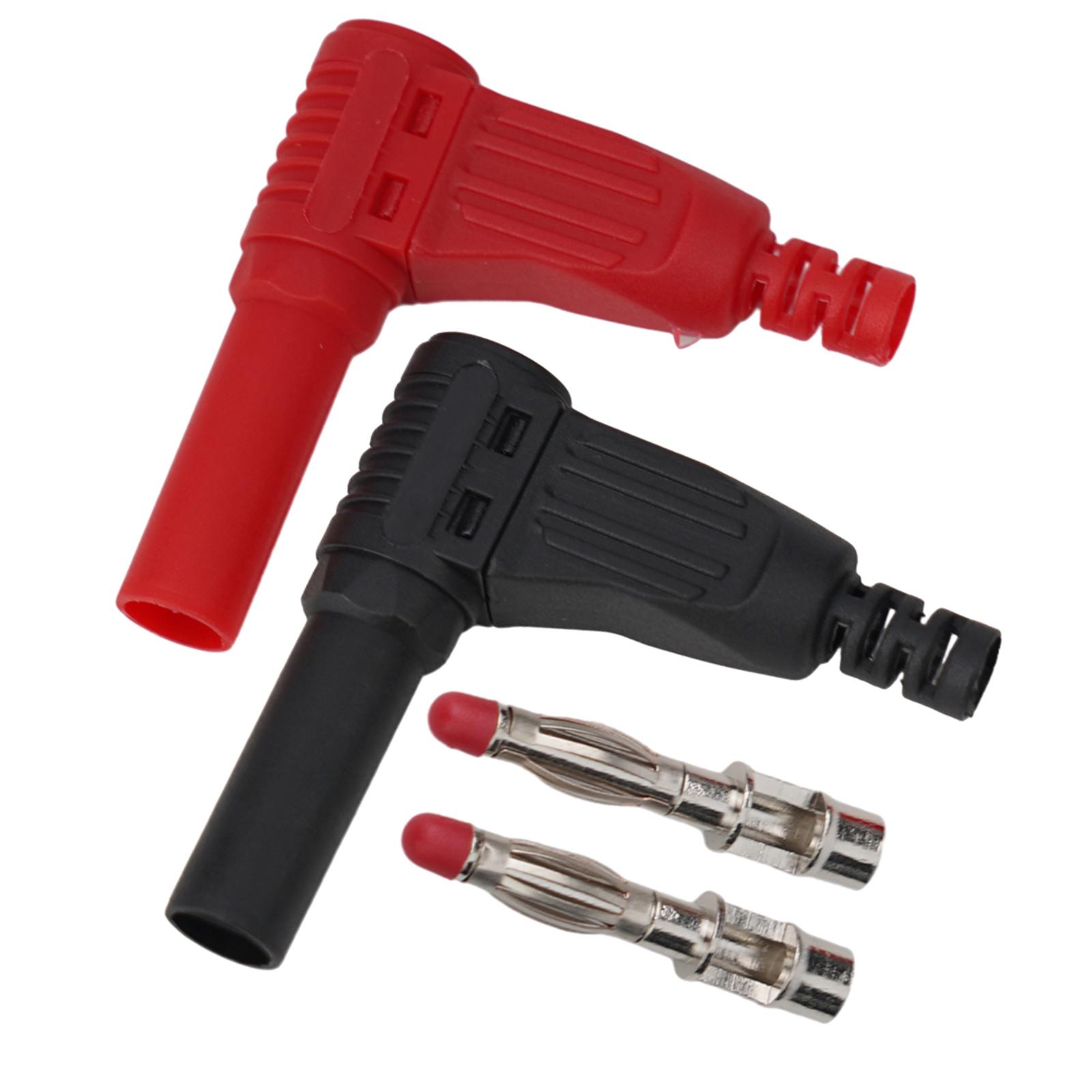 4mm Male Right Angle Insulated Banana Connector for Standard Jacks 2 Pack