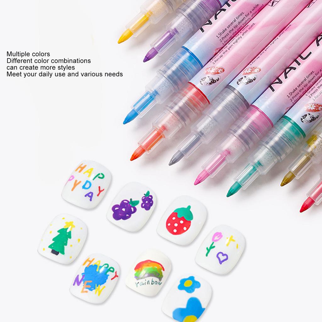 12 Farben Nail Art Stifte Set Schnelltrocknend Tragbar Langanhaltend Nagelmalerei Zeichenstifte für Details Linien