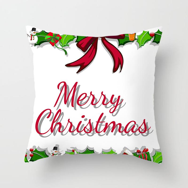Merry Christmas Printed White Pillowcase  Style Cushion Cover Home Sofa Decoration