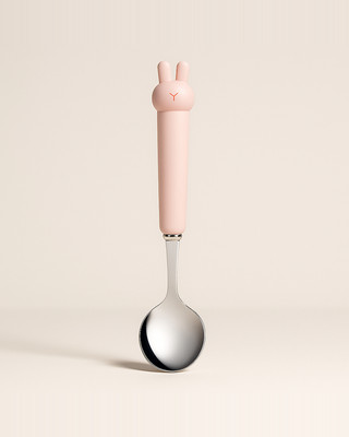 1 sada Lžíce Příbory Pohodlné uchopení Malé a vynikající Kreativní Přenosný Kreslený Králík Nádobí Nerez