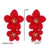 Double Flower Earrings Trendy Pink Flowers Studs Earrings For Women Wedding Party Jewelry Boho Metal Earrings Female
