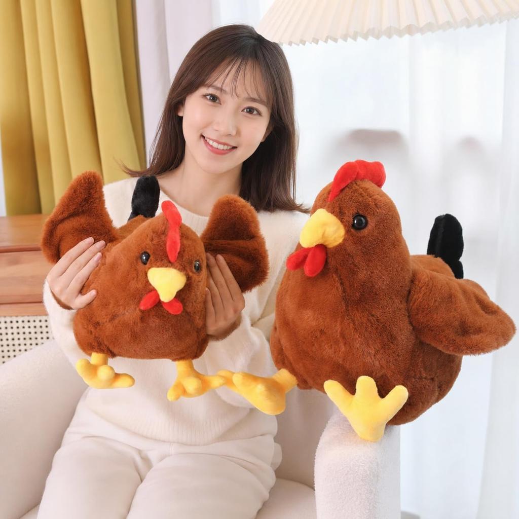 Brown Chicken CushionHugging Pillow, Nagoya Cochin Style, Cute, Realistic, Large Plush Toy, Adorable AnimalBird, Perfect for Events and Gifts, Cute