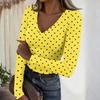 Women's Casual Polka Dot Print Long Sleeve Top Blouse for Everyday Wear
