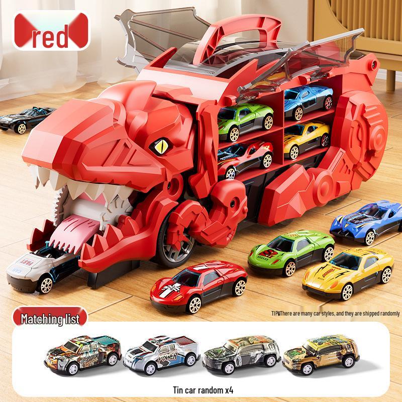3-in-1 Transforming Dinosaur Toy Car Set for Kids Aged 3-5 with Mini Car Storage