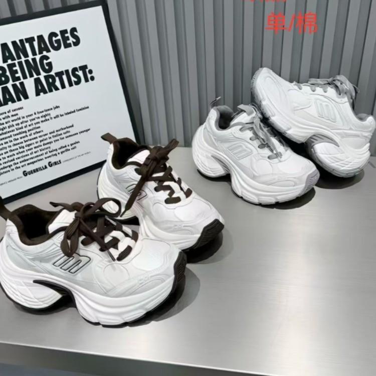 Daddy Shoes Women's 2025 Autumn and Winter Velvet New Catwalk Thick-soled Color Matching Versatile Height Increase Casual Sports Shoes Comfortable