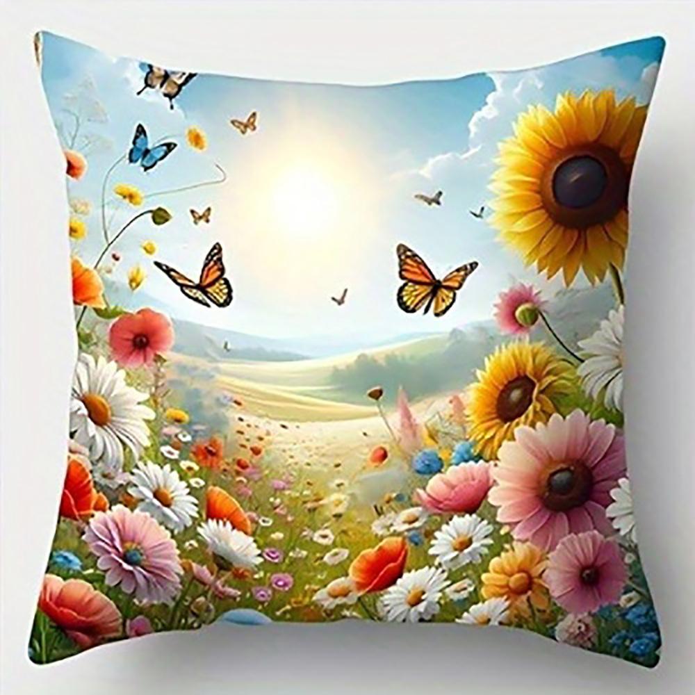 

Butterflies and Flowers on PillowcaseSuitable for sofa car bedroom decorative cushion cover pillow cover 16x16Inch