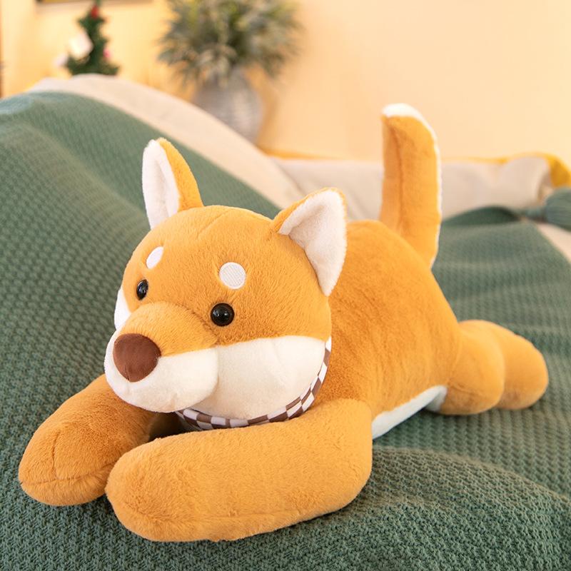 Cute Lying Neck Scarf Shiba Inu Pillow Doll Super Soft Bedside Sleeping Pillow Creative Simulation Dog Plush Toy Doll