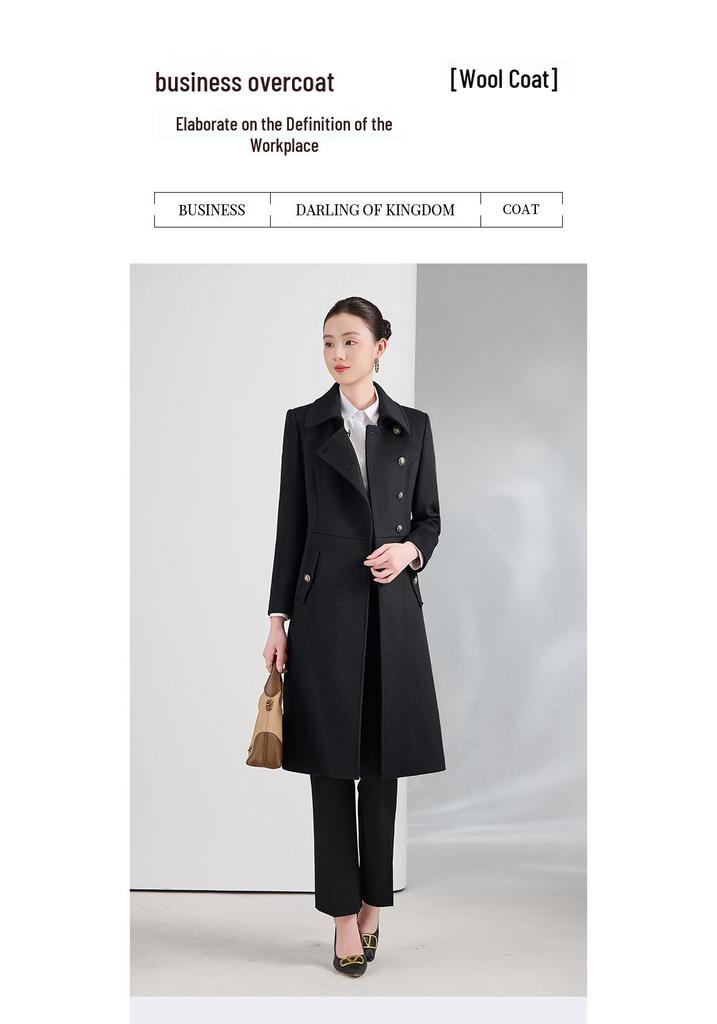 Women's Mid-Length Wool Blend Coat for Professional & Office Wear