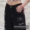 unifree Vintage Graffiti Straight-Leg Denim Jeans